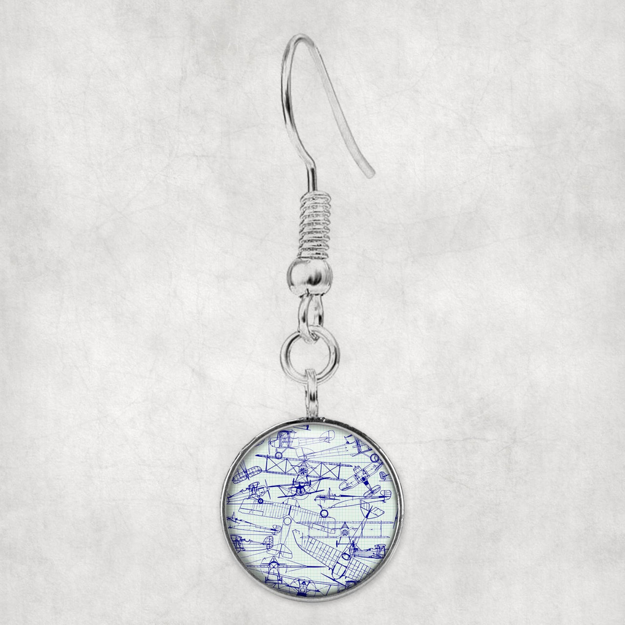 Amazing Drawings of Old Aircrafts Designed Earrings