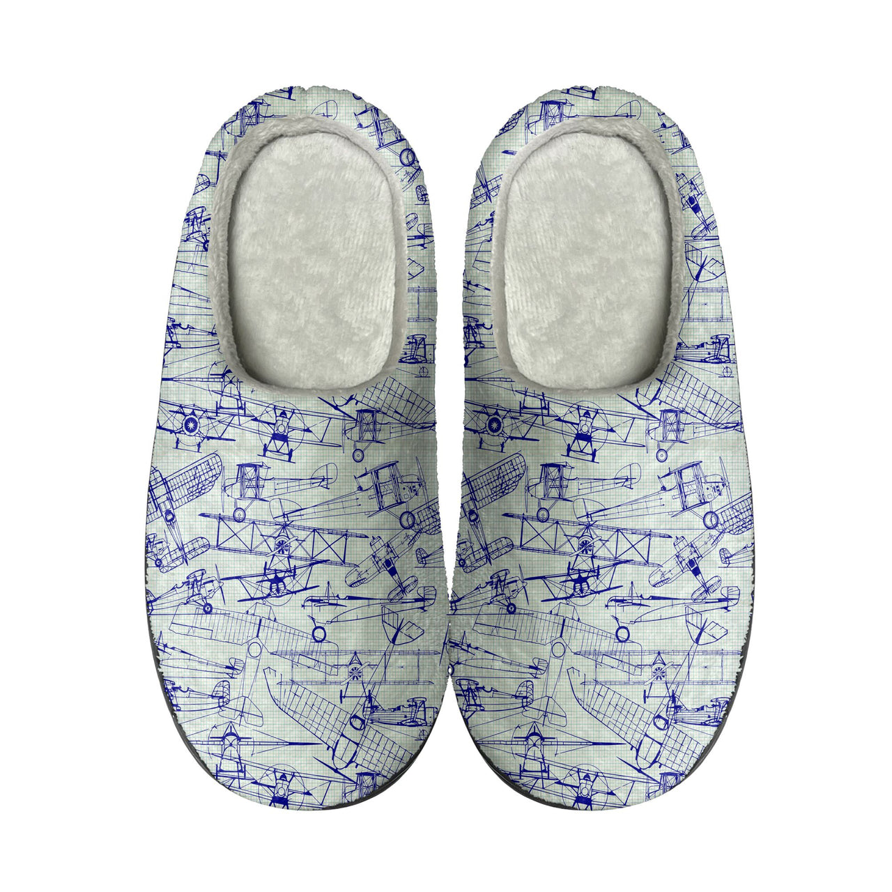 Amazing Drawings of Old Aircrafts Designed Cotton Slippers