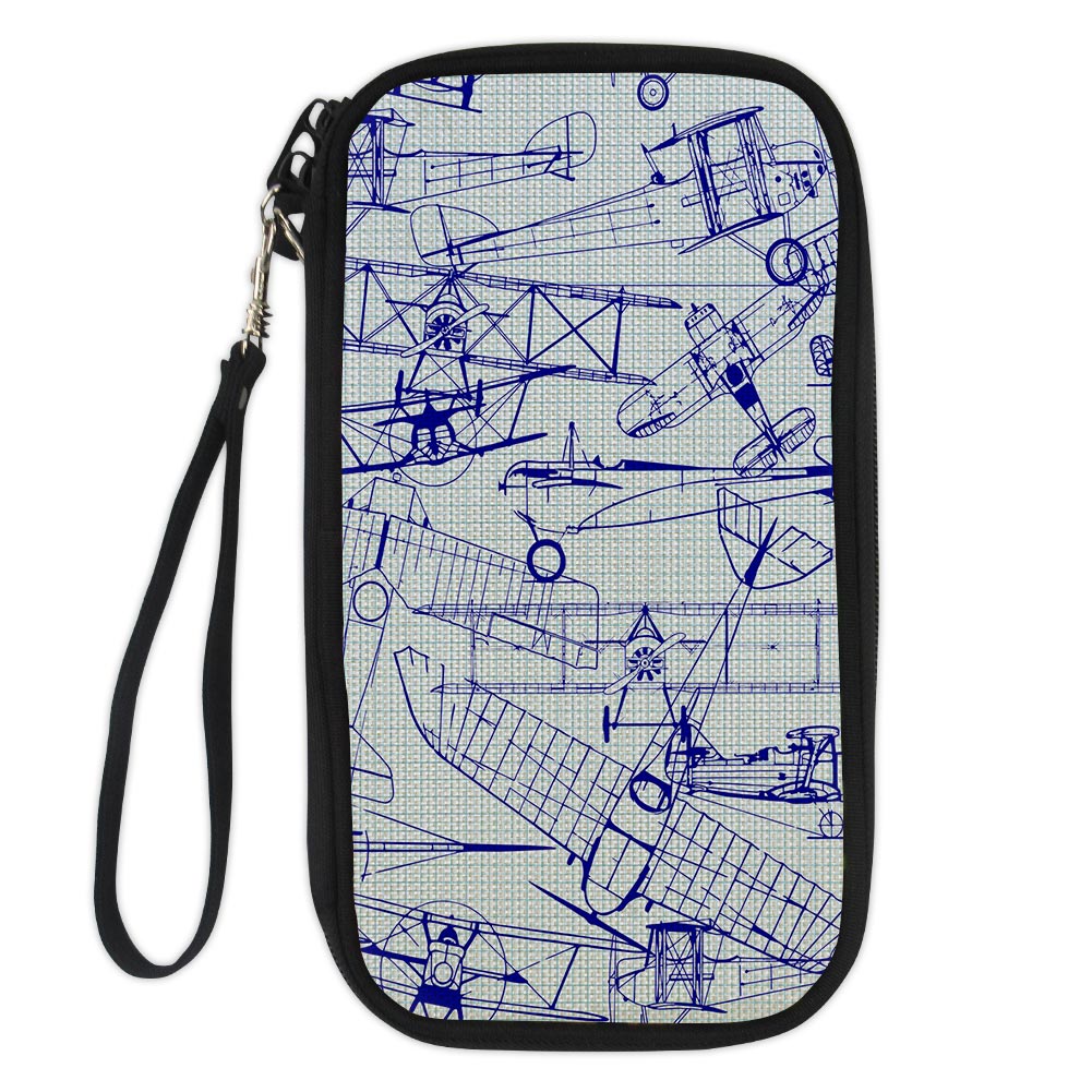 Amazing Drawings of Old Aircrafts Designed Travel Cases & Wallets