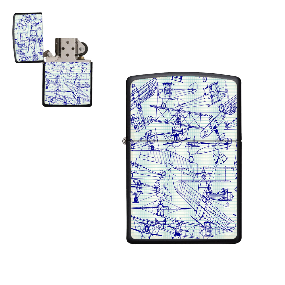 Amazing Drawings of Old Aircrafts Designed Metal Lighters