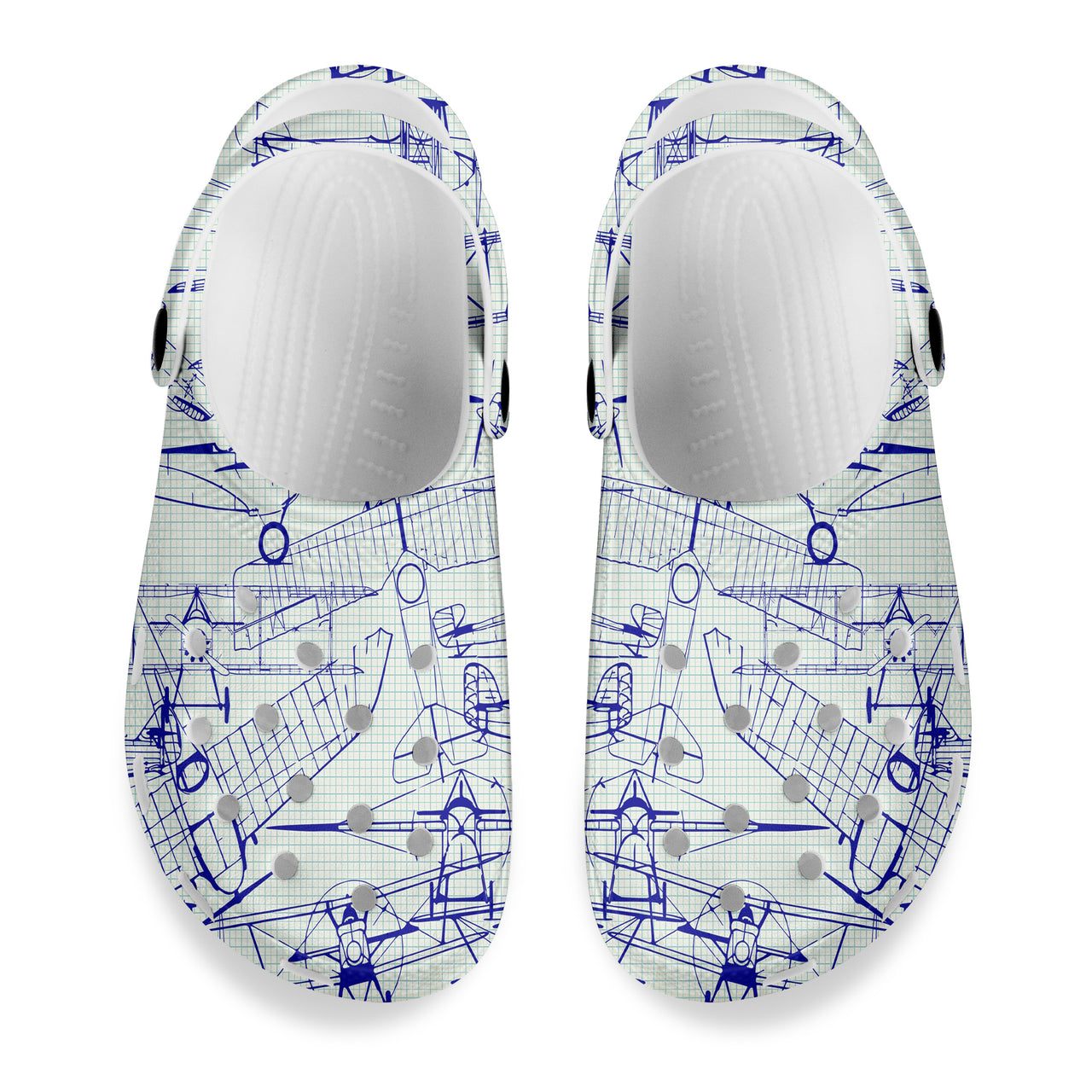 Amazing Drawings of Old Aircrafts Designed Hole Shoes & Slippers (MEN)