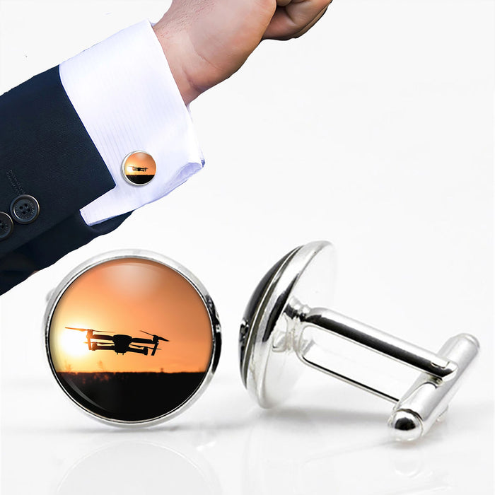 Amazing Drone in Sunset Designed Cuff Links
