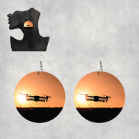 Thumbnail for Amazing Drone in Sunset Designed Wooden Drop Earrings