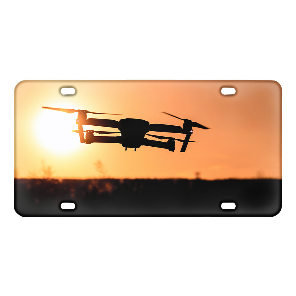 Amazing Drone in Sunset Designed Metal (License) Plates