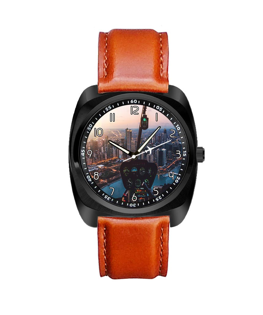 Amazing City View from Helicopter Cockpit Designed Luxury Watches
