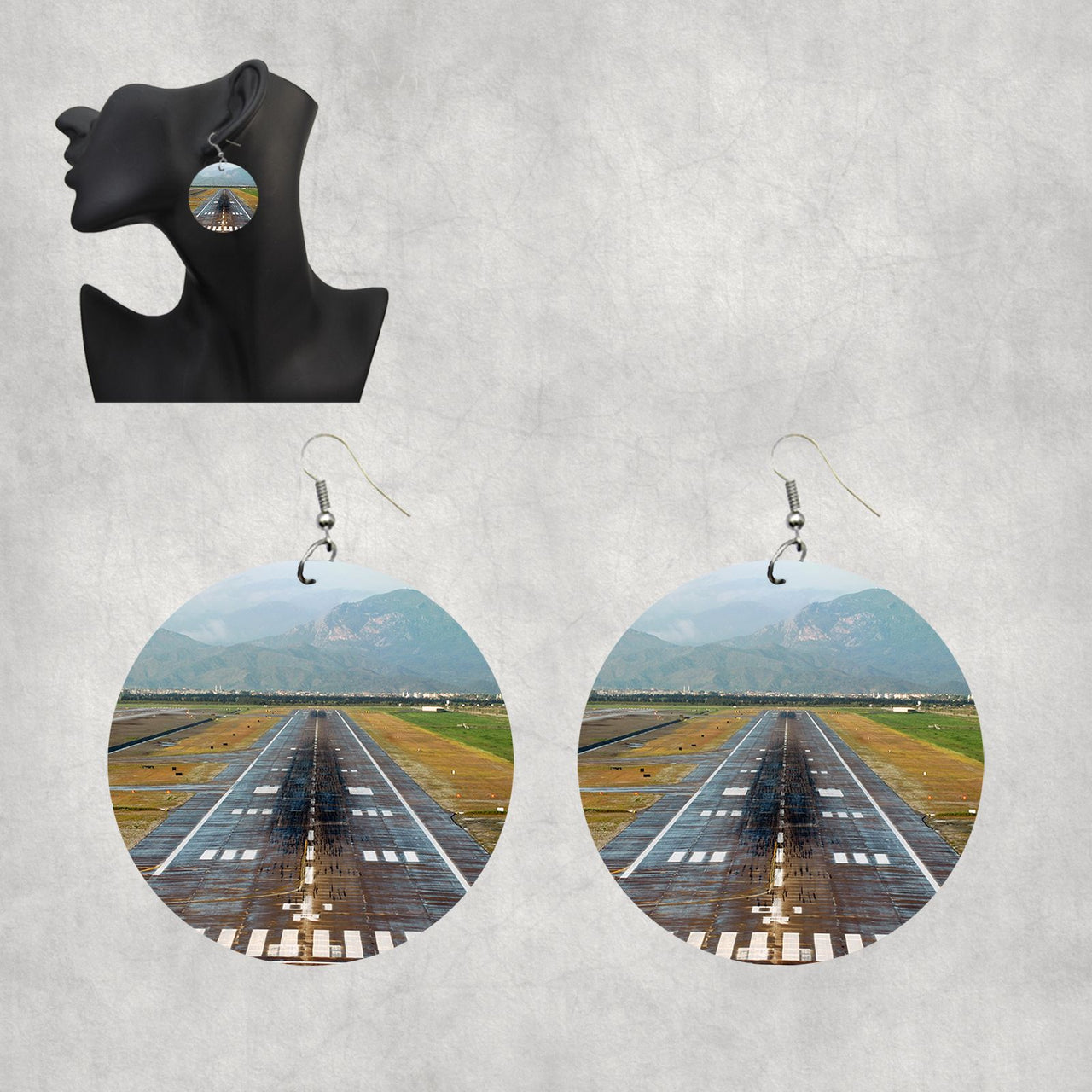 Amazing Mountain View & Runway Designed Wooden Drop Earrings