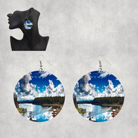 Thumbnail for Amazing Scenary & Sea Planes Designed Wooden Drop Earrings