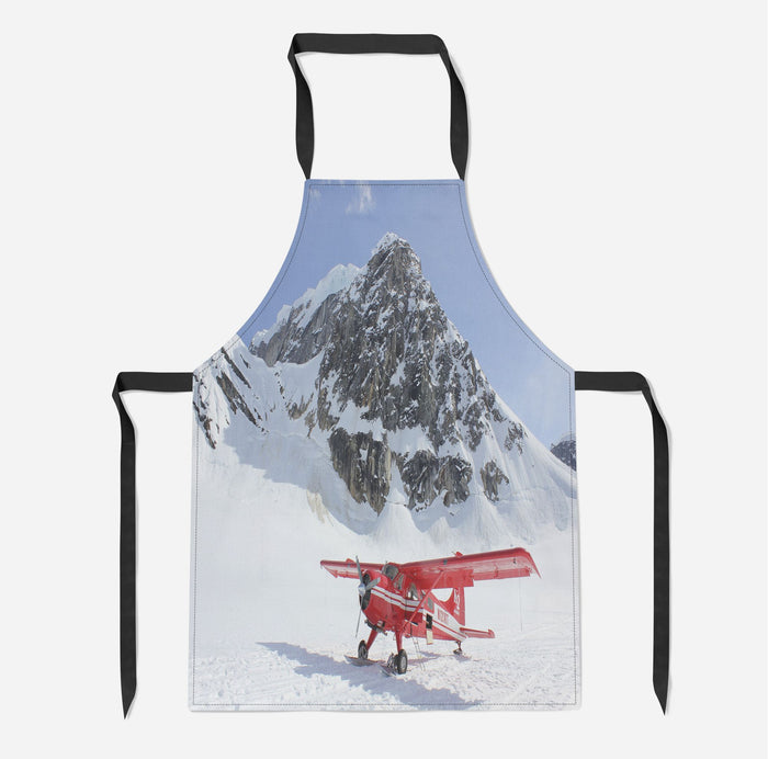 Amazing Snow Airplane Designed Kitchen Aprons