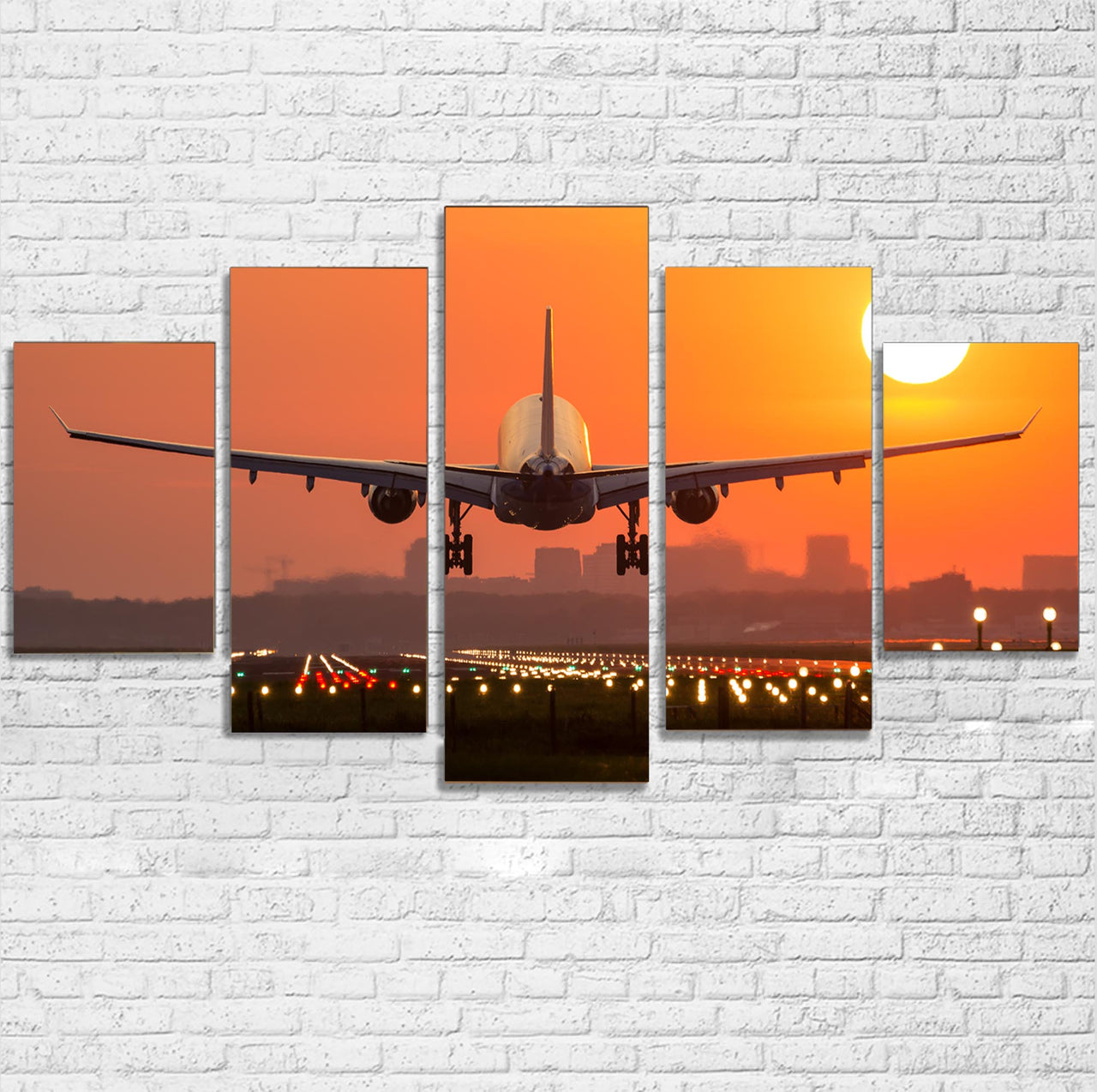 Amazing Airbus A330 Landing at Sunset Multiple Canvas Poster