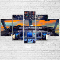 Thumbnail for Amazing Boeing 737 Cockpit Printed Multiple Canvas Poster Aviation Shop 