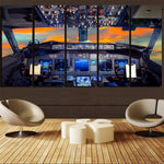 Amazing Boeing 737 Cockpit Printed Canvas Prints (5 Pieces) Aviation Shop 