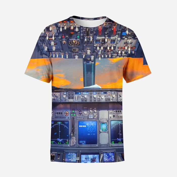 Amazing Boeing 737 Cockpit Printed 3D T-Shirts