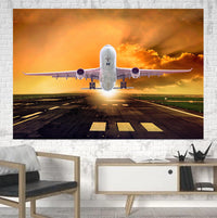 Thumbnail for Amazing Departing Aircraft Sunset & Clouds Behind Printed Canvas Posters (1 Piece)