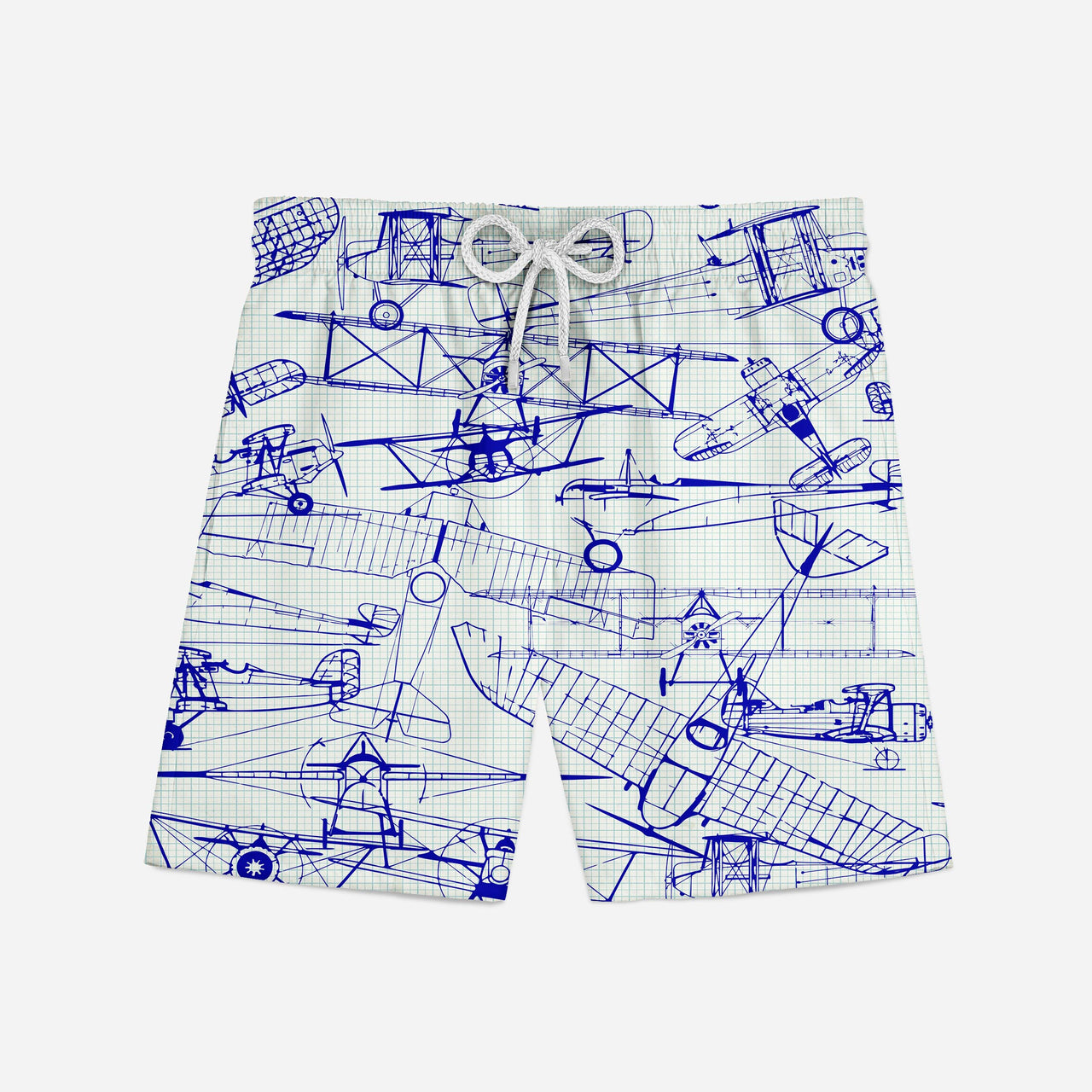 Amazing Drawings of Old Aircrafts Designed Swim Trunks & Shorts