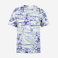 Thumbnail for Amazing Drawings of Old Aircrafts Printed 3D T-Shirts