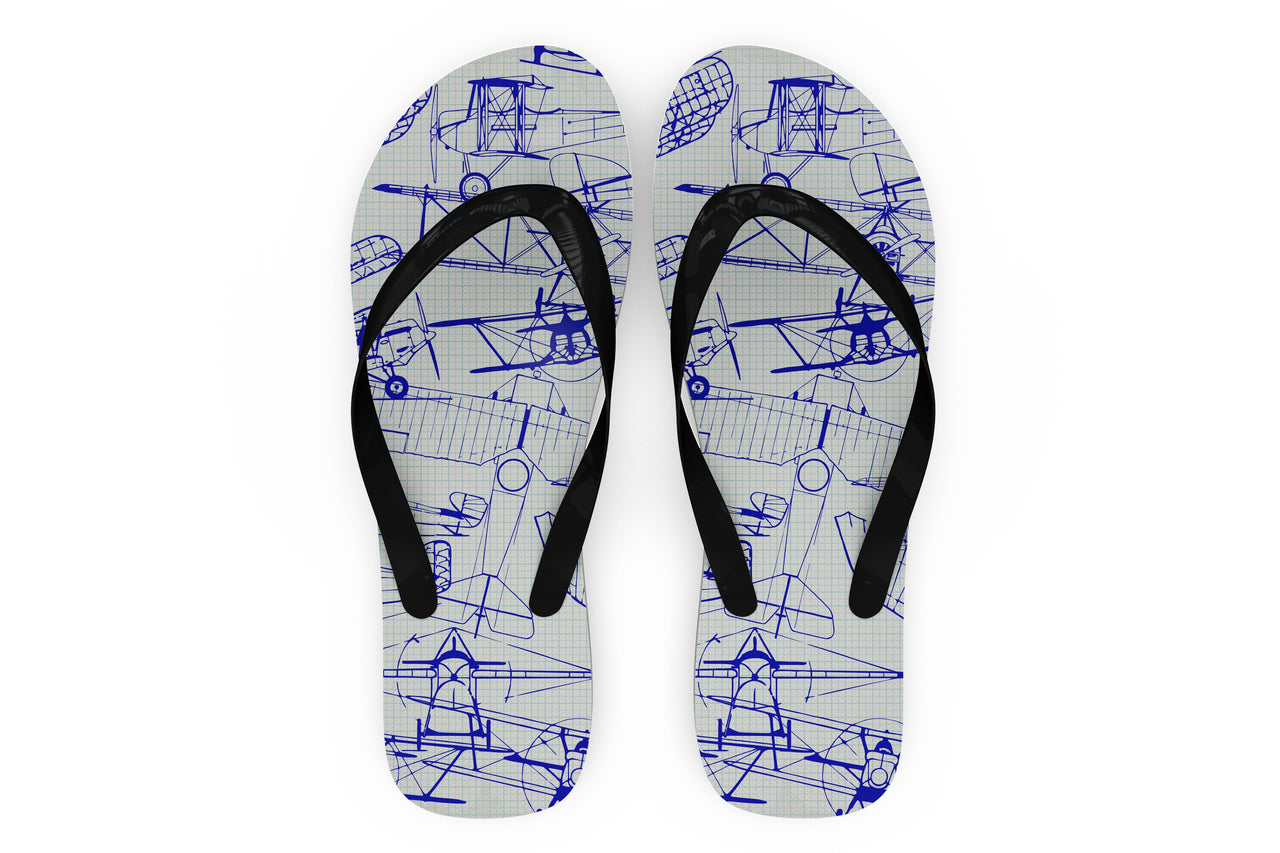 Amazing Drawings of Old Aircrafts Designed Slippers (Flip Flops)