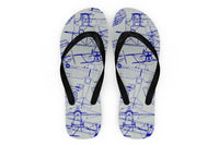 Thumbnail for Amazing Drawings of Old Aircrafts Designed Slippers (Flip Flops)