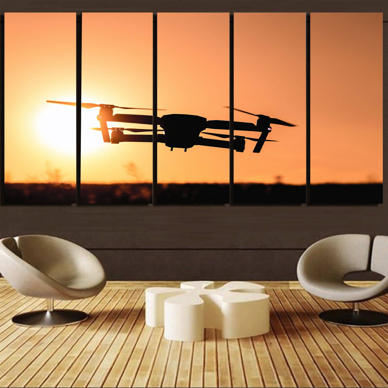 Amazing Drone in Sunset Printed Canvas Prints (5 Pieces) Aviation Shop 