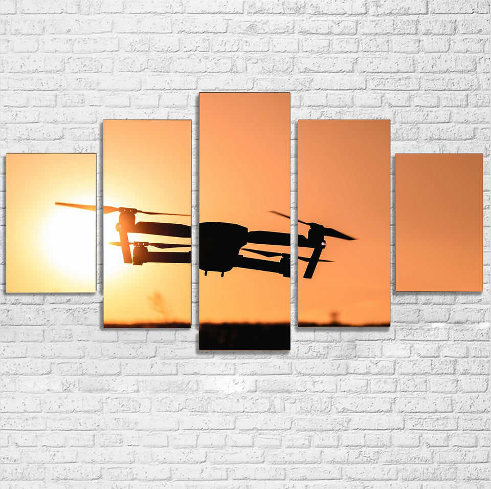 Amazing Drone in Sunset Printed Multiple Canvas Poster Aviation Shop 