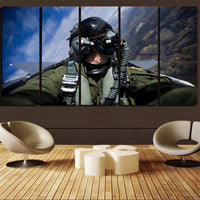 Thumbnail for Amazing Military Pilot Selfie Printed Canvas Prints (5 Pieces) Aviation Shop 