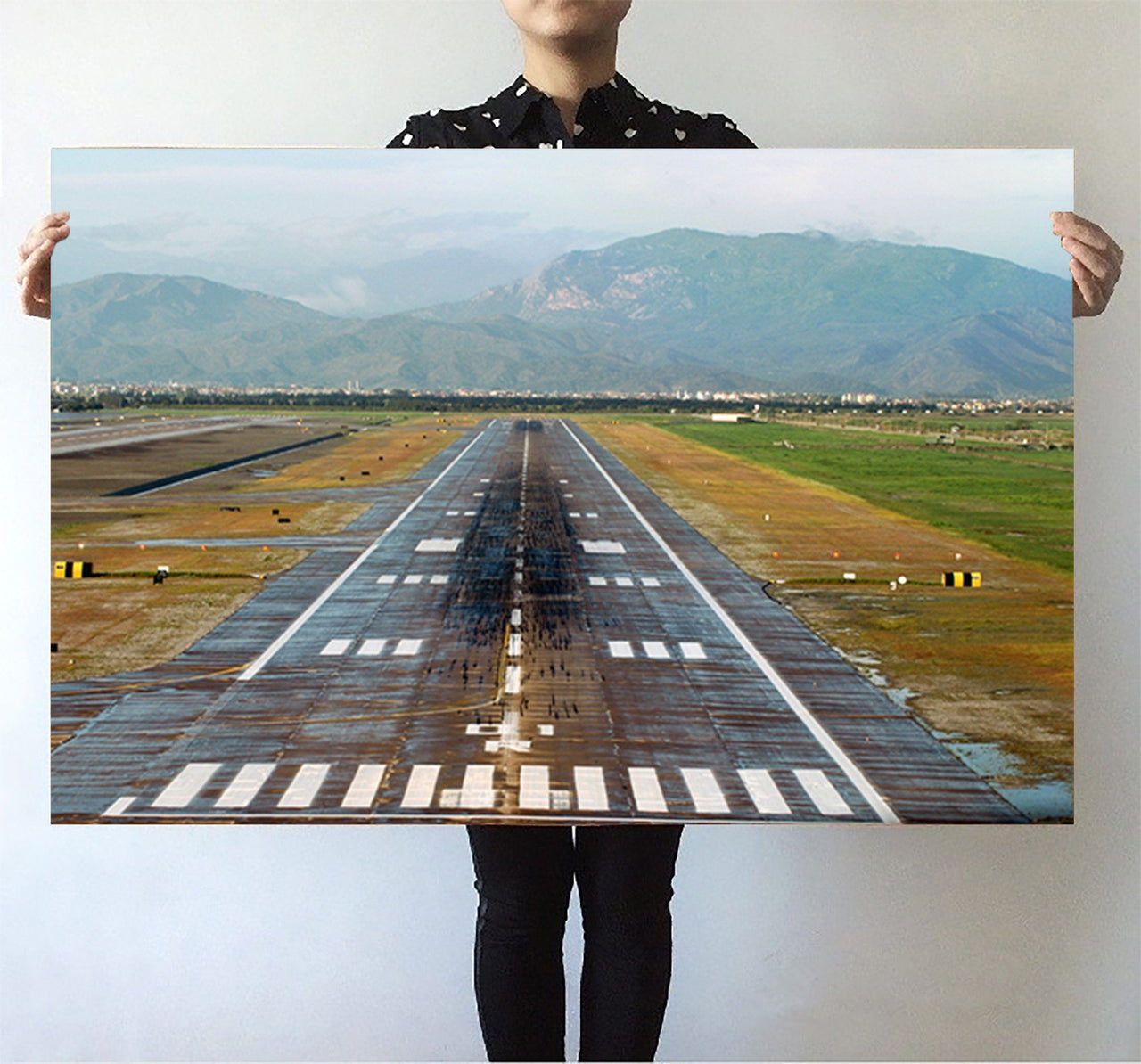 Amazing Mountain View & Runway Printed Posters Aviation Shop 