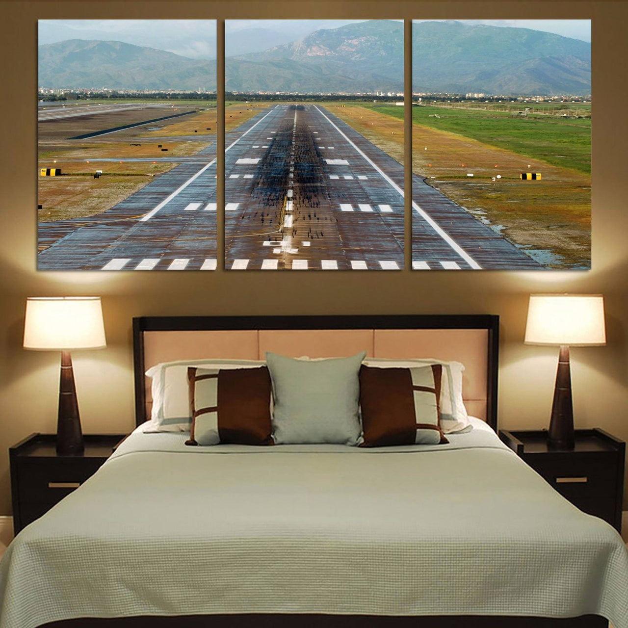 Amazing Mountain View & Runway Canvas Posters (3 Pieces) Aviation Shop 
