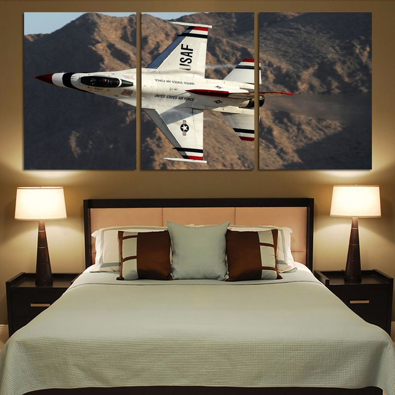 Amazing Show by Fighting Falcon F16 Printed Canvas Posters (3 Pieces) Aviation Shop 