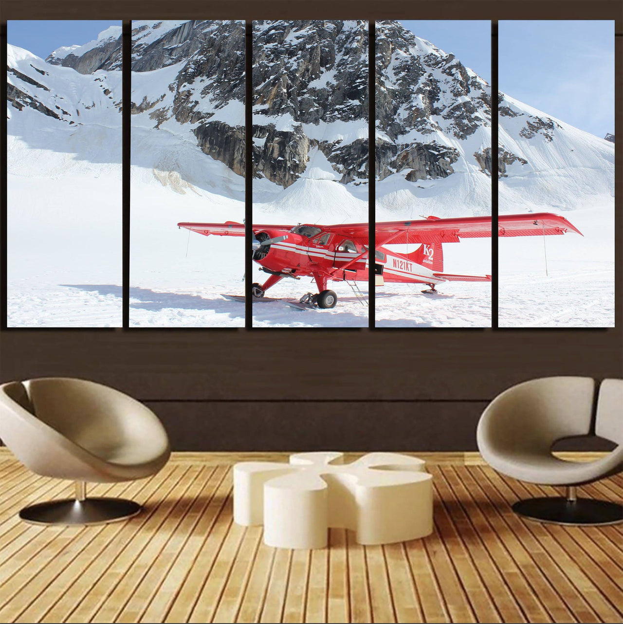 Amazing Snow Airplane Printed Canvas Prints (5 Pieces) Aviation Shop 