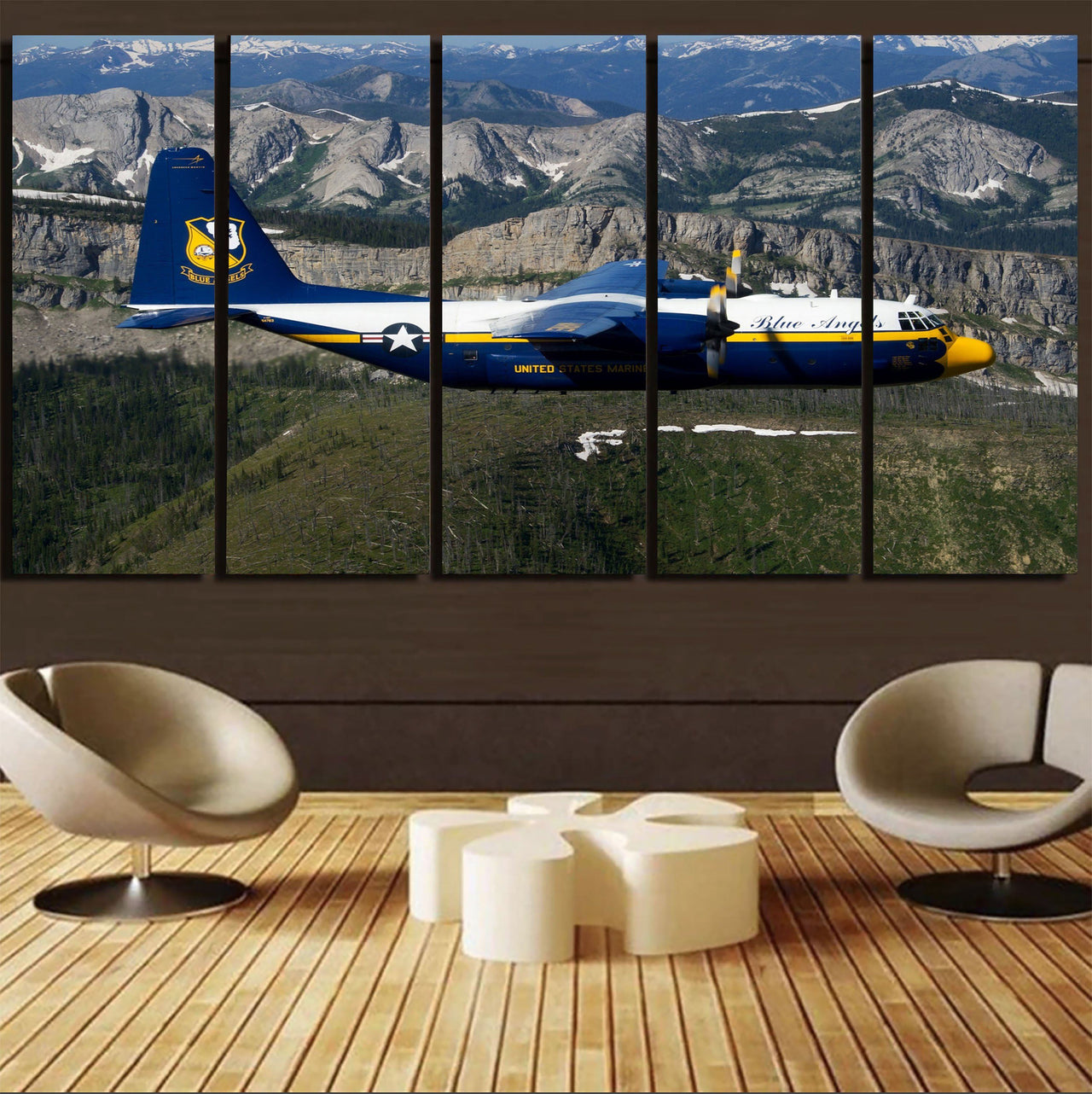 Amazing View with Blue Angels Aircraft Printed Canvas Prints (5 Pieces) Aviation Shop 