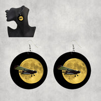 Thumbnail for Antonov-2 With Moon Designed Wooden Drop Earrings