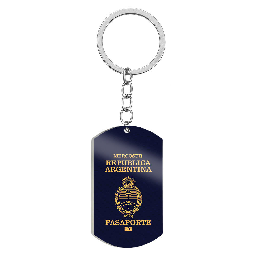 Argentina Passport Designed Stainless Steel Key Chains (Double Side)