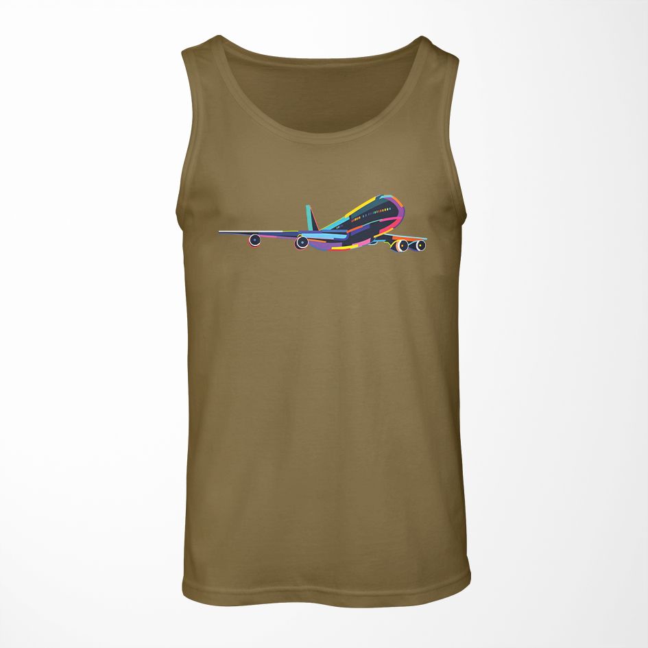 Multicolor Airplane Designed Tank Tops