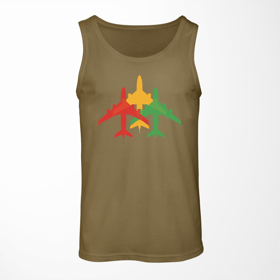 Colourful 3 Airplanes Designed Tank Tops