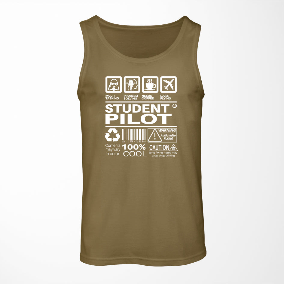 Student Pilot Label Designed Tank Tops