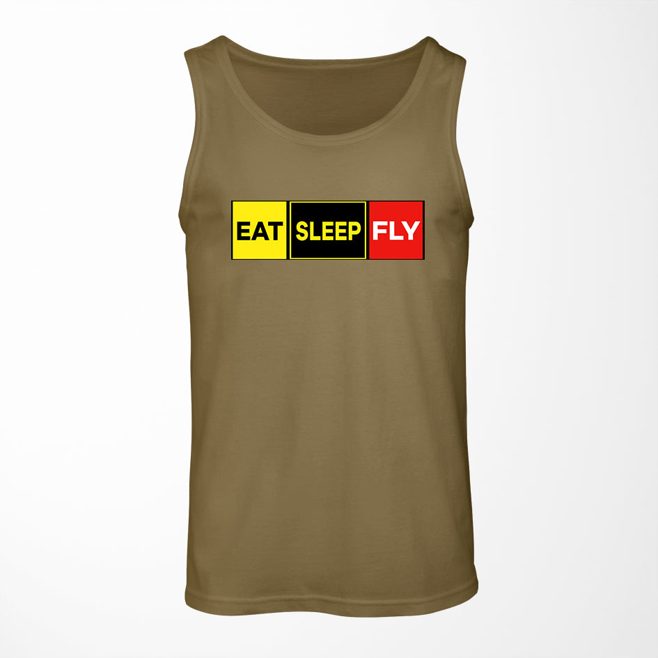 Eat Sleep Fly (Colourful) Designed Tank Tops