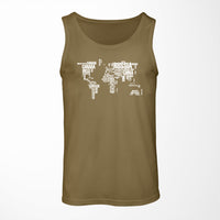 Thumbnail for World Map (Text) Designed Tank Tops