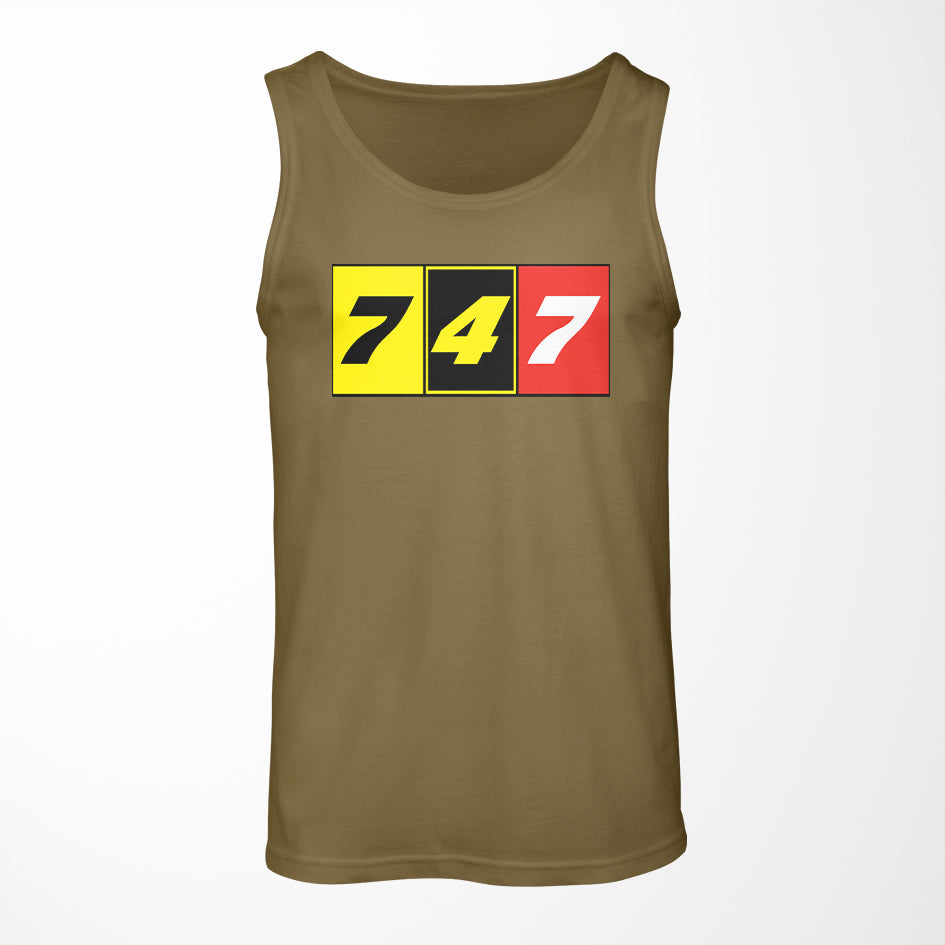 Flat Colourful 747 Designed Tank Tops