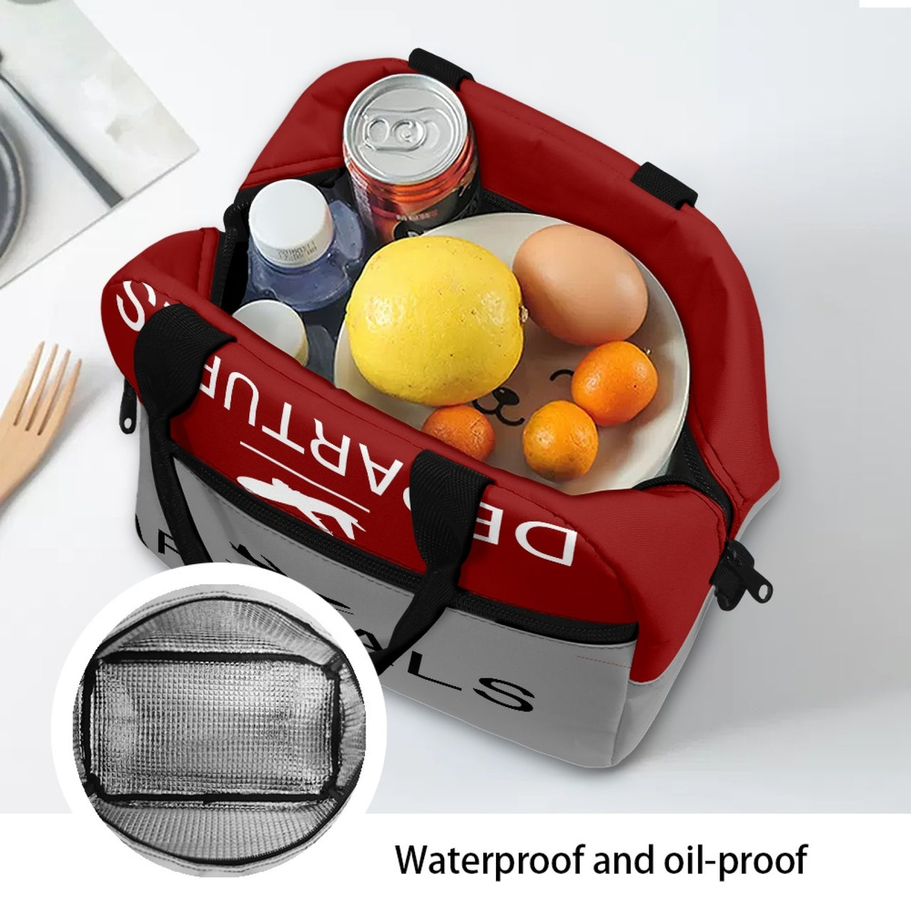 Arrival & Departures (Red) Designed Lunch Bags