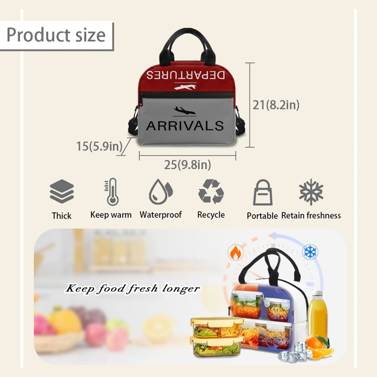 Arrival & Departures (Red) Designed Lunch Bags