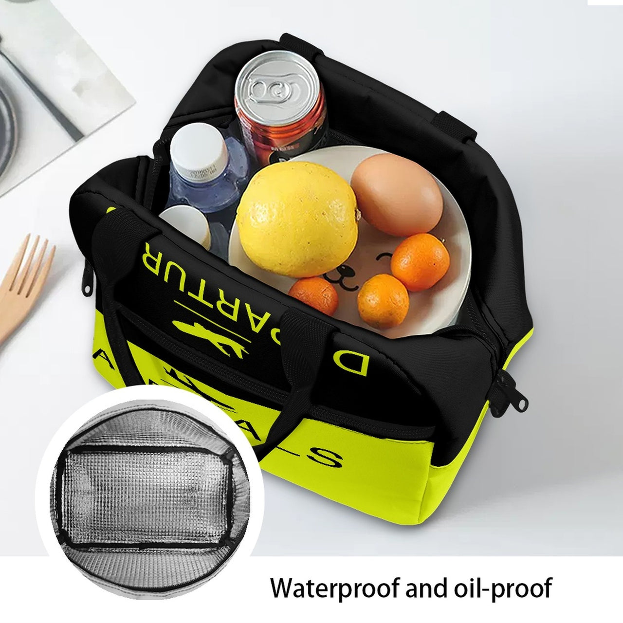 Arrival & Departures (Yellow) Designed Lunch Bags