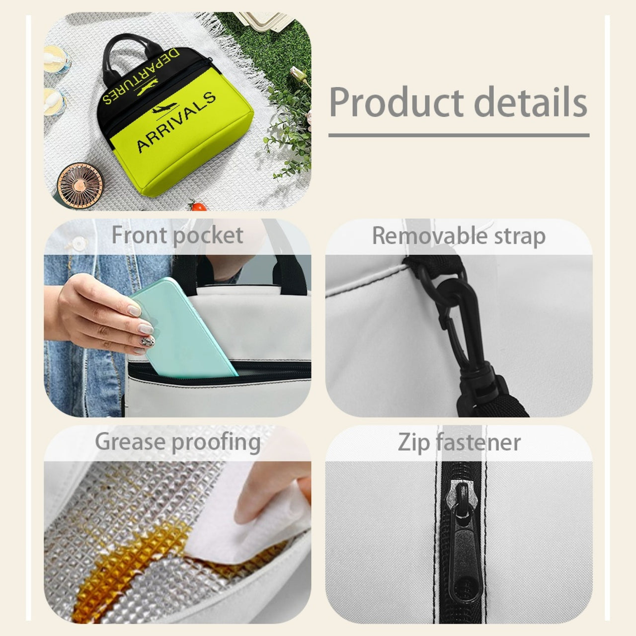 Arrival & Departures (Yellow) Designed Lunch Bags
