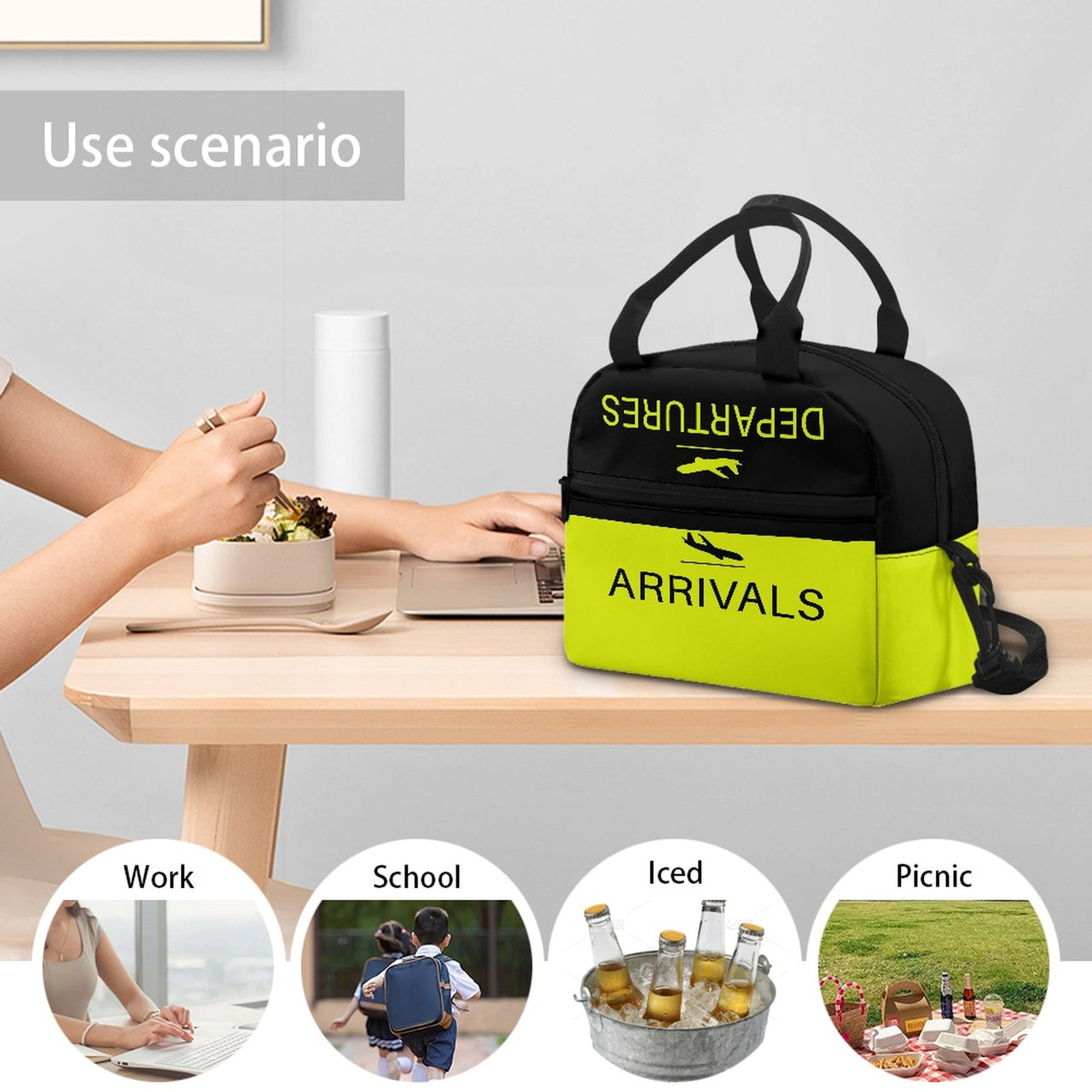 Arrival & Departures (Yellow) Designed Lunch Bags