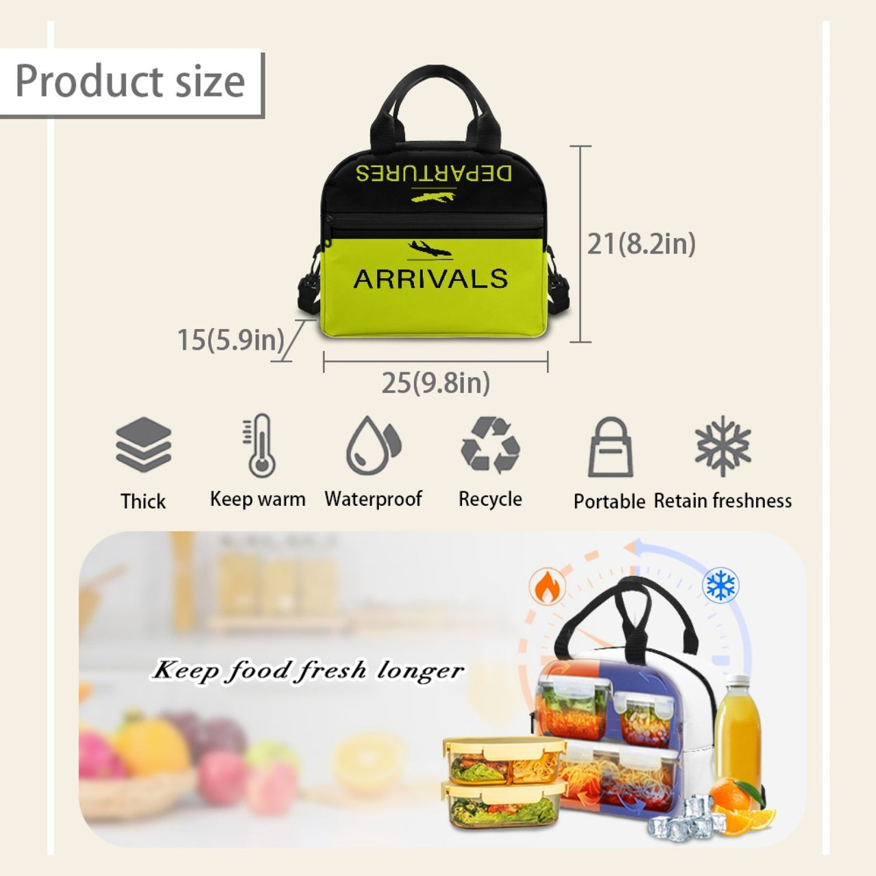 Arrival & Departures (Yellow) Designed Lunch Bags