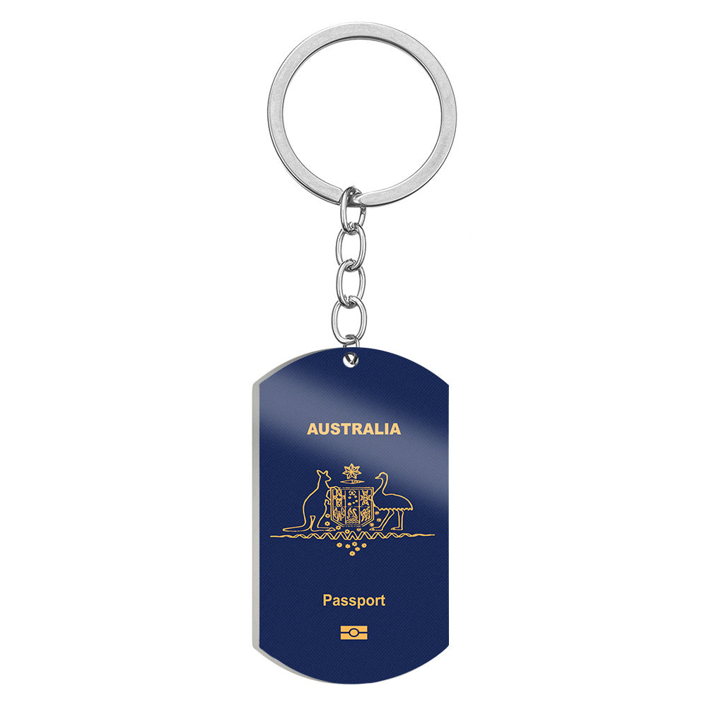 Australia Passport Designed Stainless Steel Key Chains (Double Side)