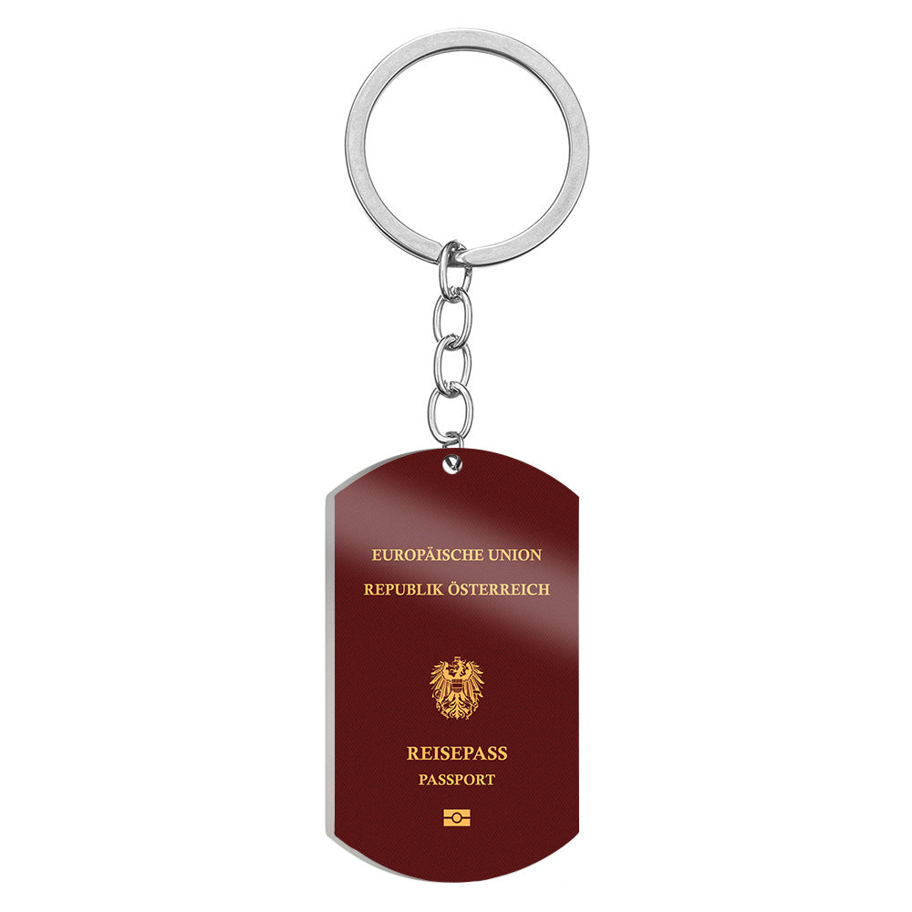Austrian Passport Designed Stainless Steel Key Chains (Double Side)