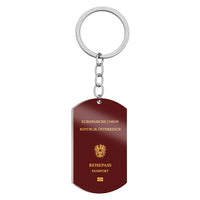 Thumbnail for Austrian Passport Designed Stainless Steel Key Chains (Double Side)