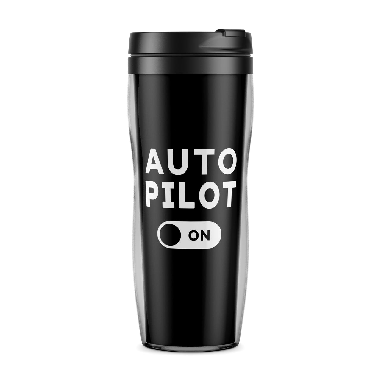 Auto Pilot ON Designed Plastic Travel Mugs