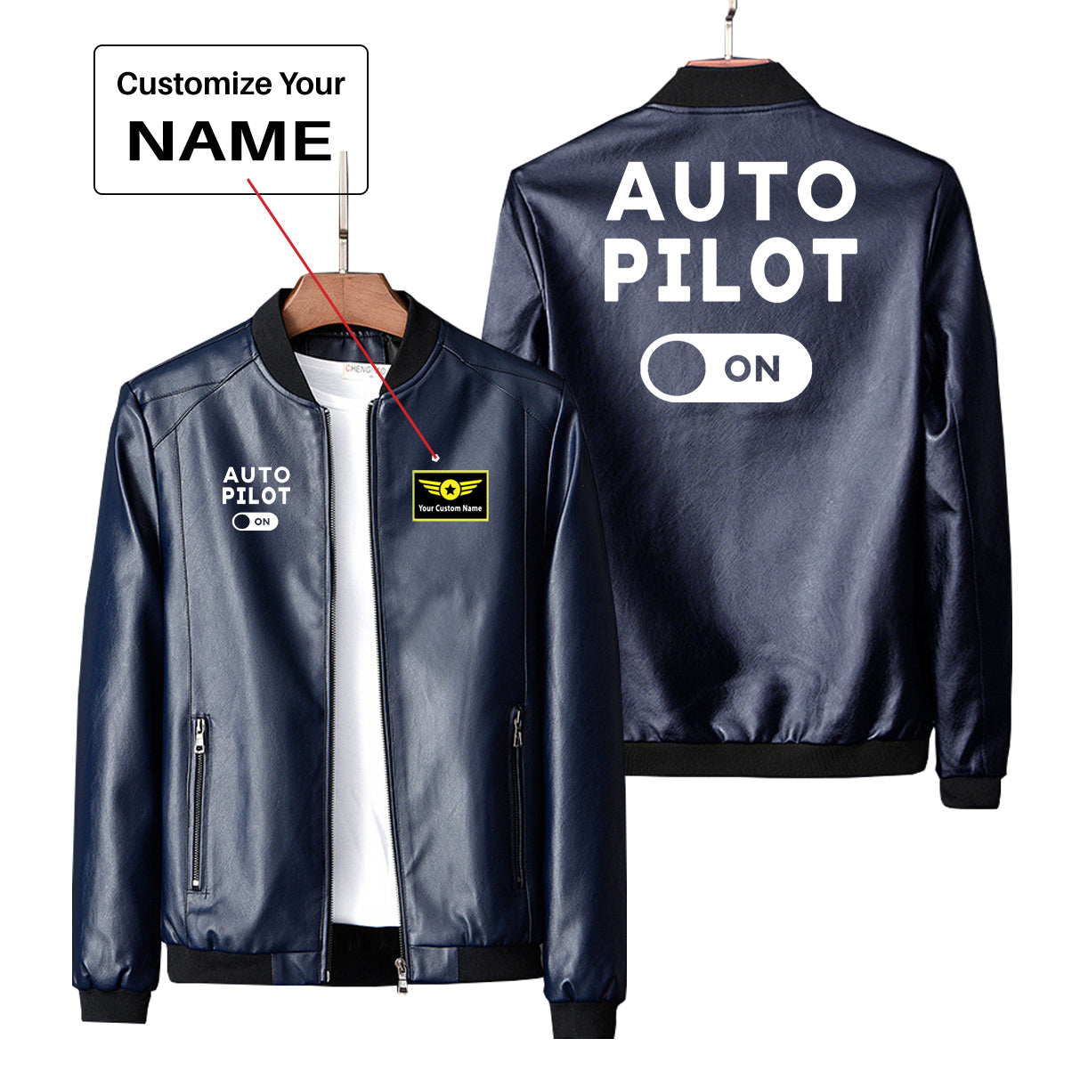 Auto Pilot ON Designed PU Leather Jackets