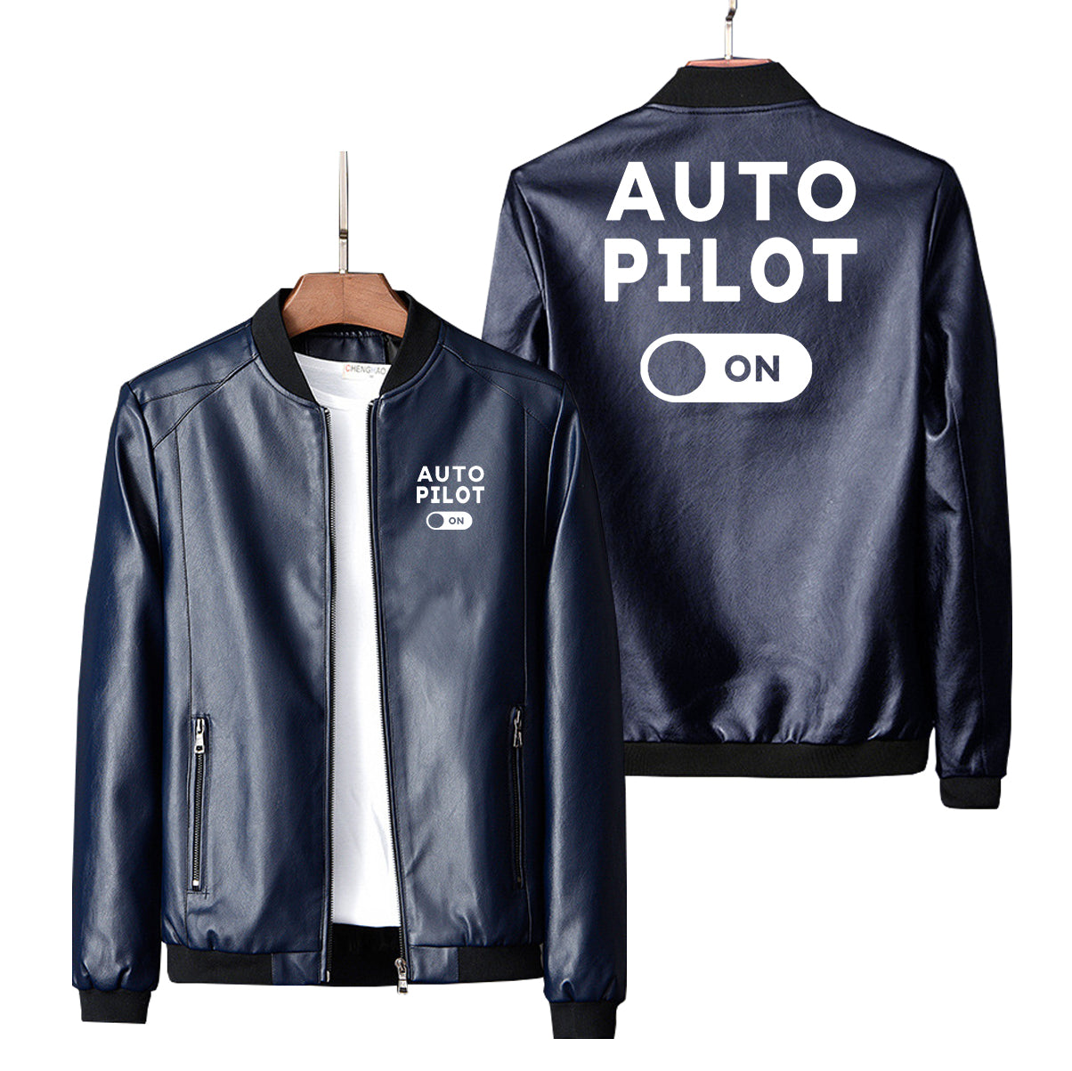 Auto Pilot ON Designed PU Leather Jackets