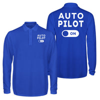 Thumbnail for Auto Pilot ON Designed Long Sleeve Polo T-Shirts (Double-Side)